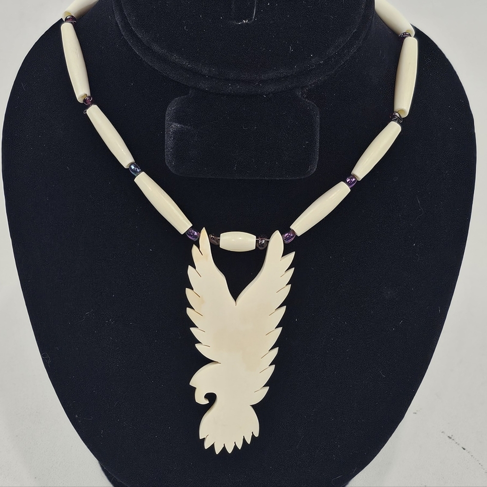Elegant Cream Eagle Pendant Necklace